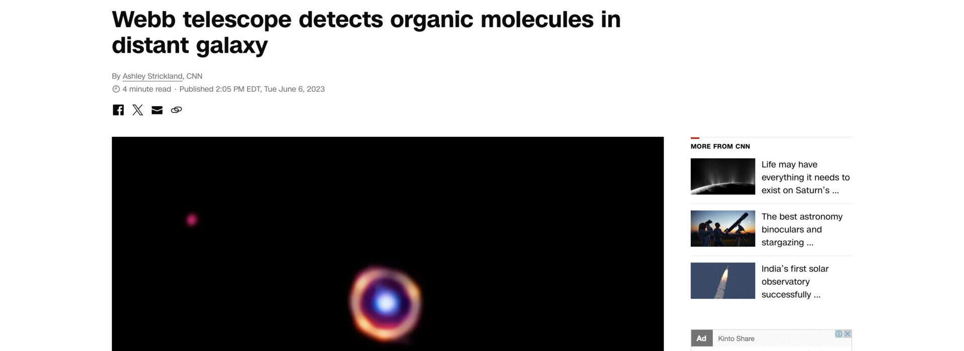 Webb telescope detects organic molecules in distant galaxy